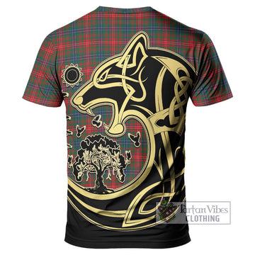 Wilson Modern Tartan T-Shirt with Family Crest Celtic Wolf Style