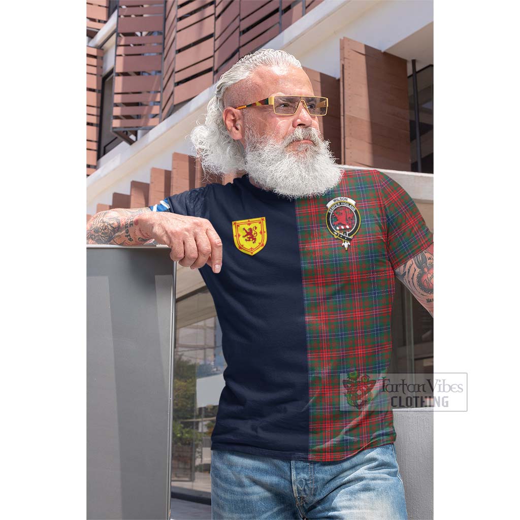 Tartan Vibes Clothing Wilson Modern Tartan Cotton T-shirt with Scottish Lion Royal Arm Half Style