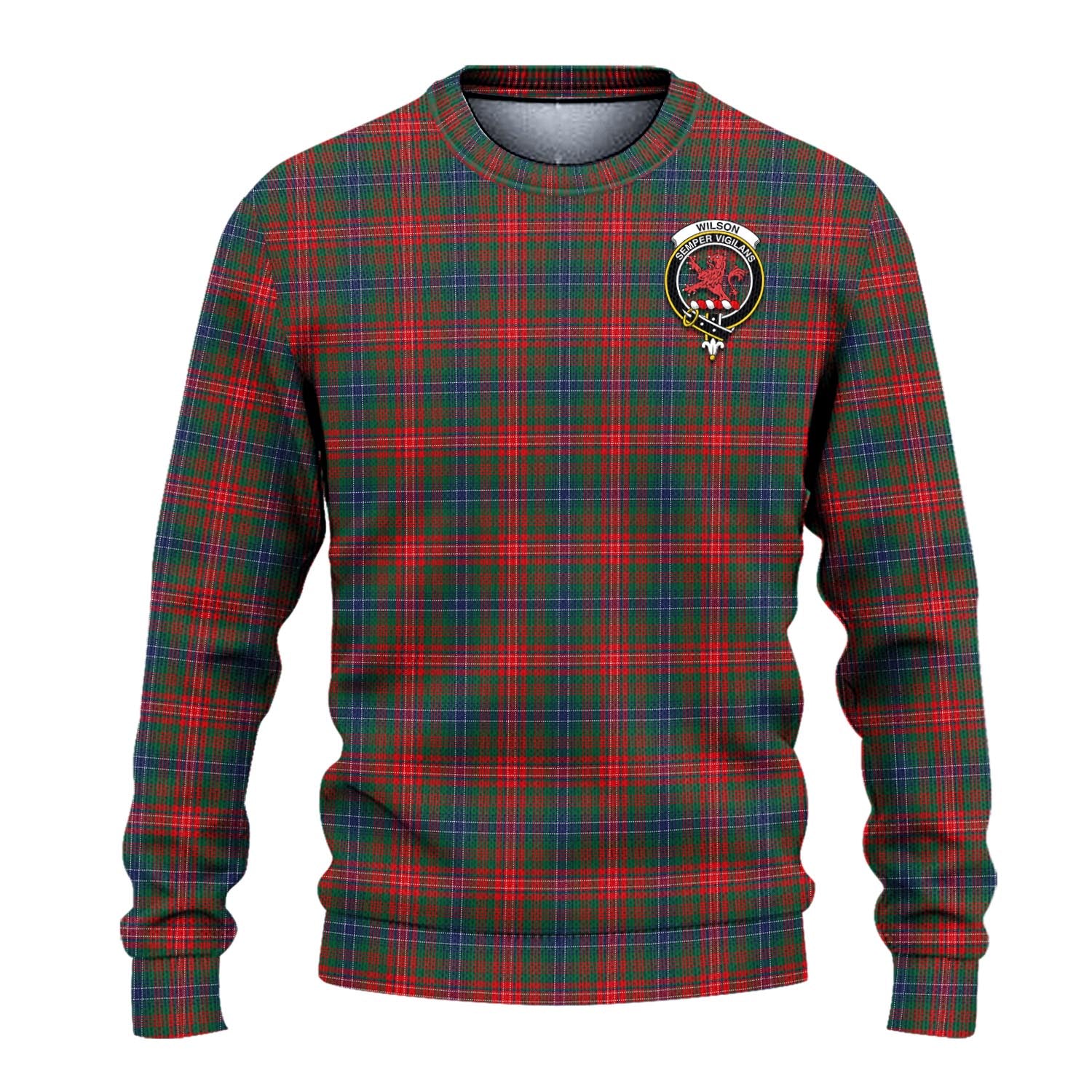 Wilson Modern Tartan Knitted Sweater with Family Crest - Tartanvibesclothing