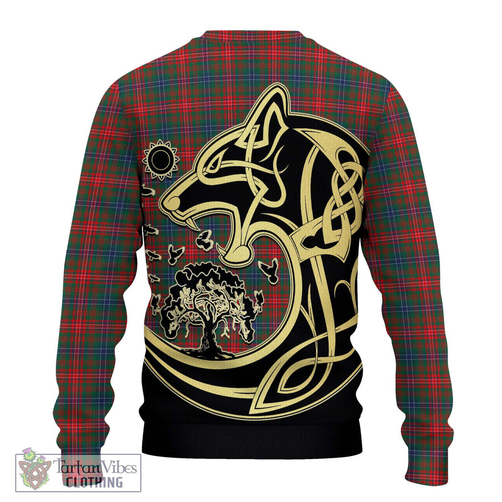 Wilson Modern Tartan Knitted Sweater with Family Crest Celtic Wolf Style - Tartan Vibes Clothing