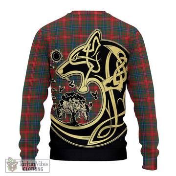 Wilson Modern Tartan Ugly Sweater with Family Crest Celtic Wolf Style