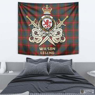 Wilson Modern Tartan Tapestry with Clan Crest and the Golden Sword of Courageous Legacy