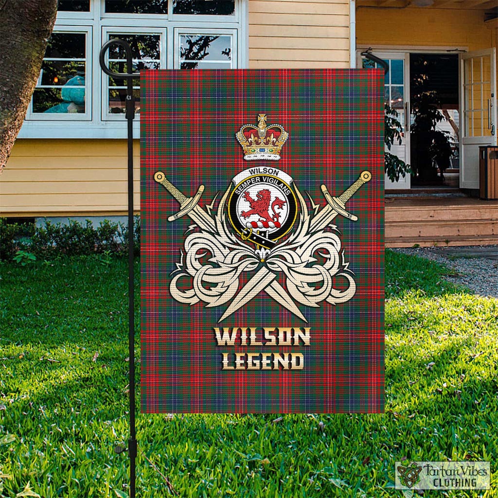 Tartan Vibes Clothing Wilson Modern Tartan Flag with Clan Crest and the Golden Sword of Courageous Legacy