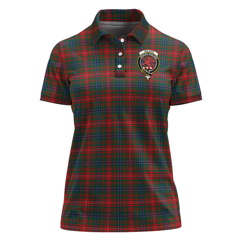 Wilson Modern Tartan Polo Shirt with Family Crest For Women - Tartan Vibes Clothing