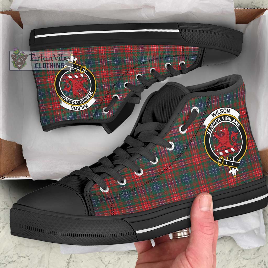 Tartan Vibes Clothing Wilson Modern Tartan High Top Shoes with Family Crest