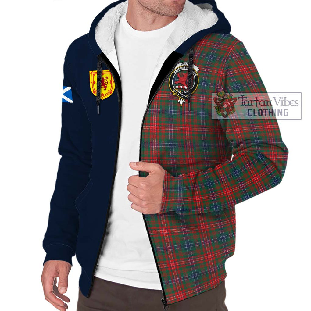 Tartan Vibes Clothing Wilson Modern Tartan Sherpa Hoodie with Scottish Lion Royal Arm Half Style