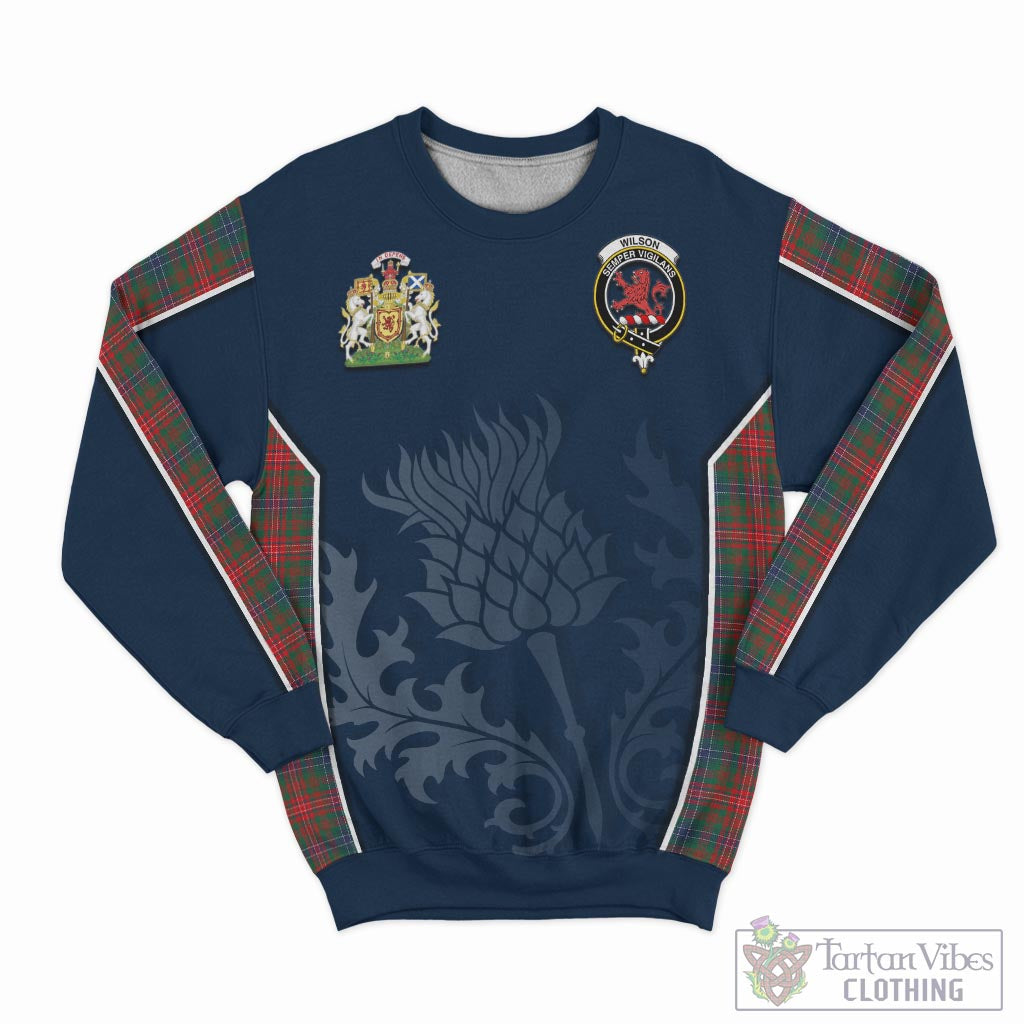 Tartan Vibes Clothing Wilson Modern Tartan Sweatshirt with Family Crest and Scottish Thistle Vibes Sport Style