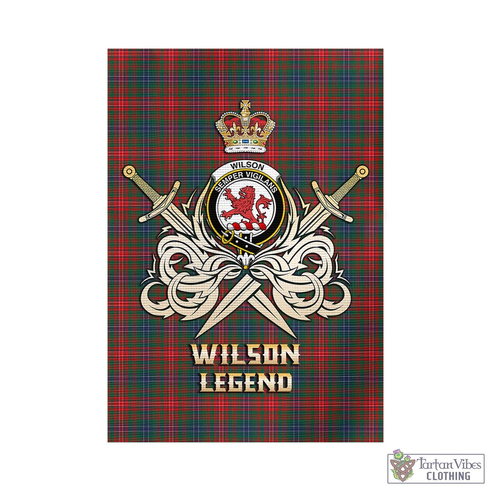 Tartan Vibes Clothing Wilson Modern Tartan Flag with Clan Crest and the Golden Sword of Courageous Legacy