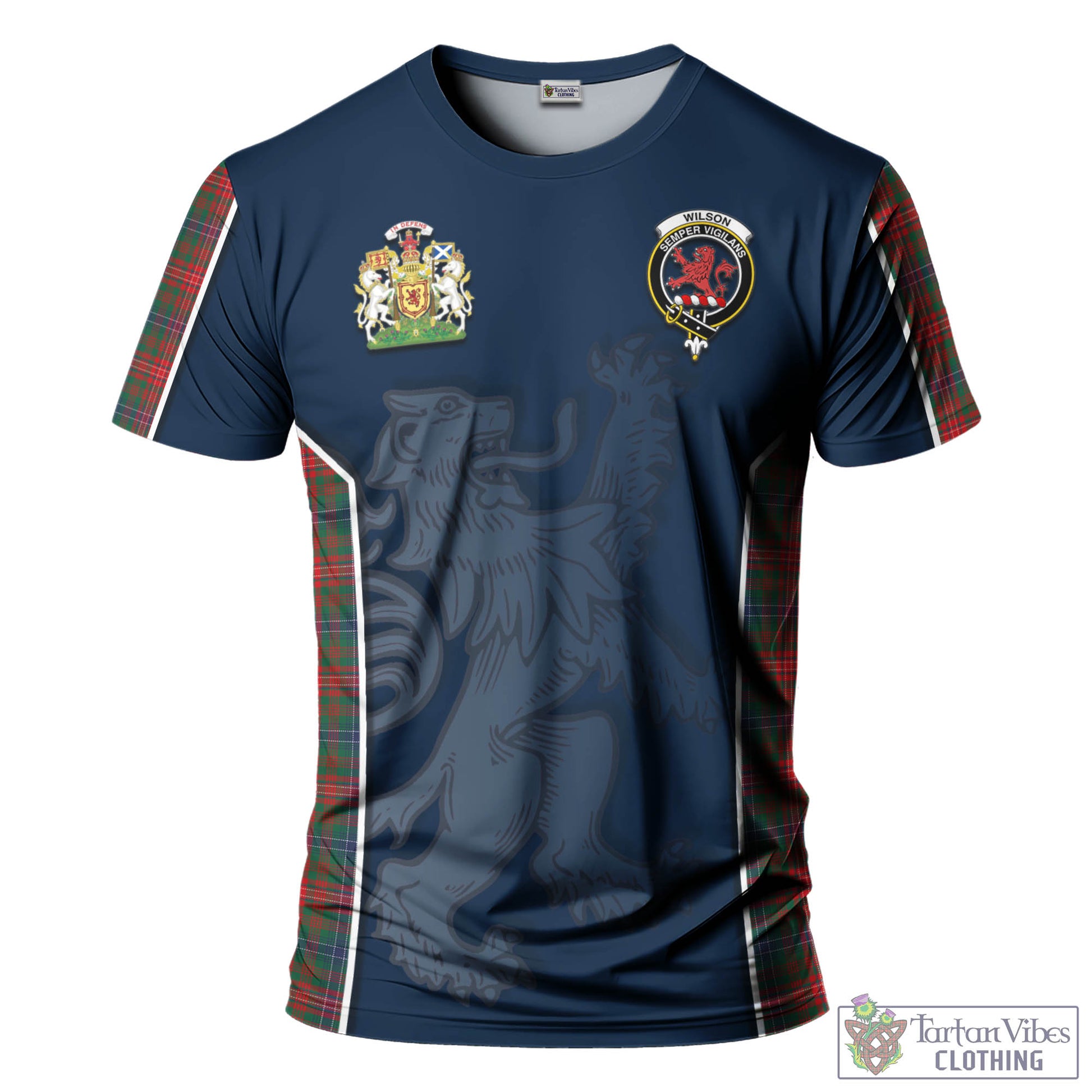 Tartan Vibes Clothing Wilson Modern Tartan T-Shirt with Family Crest and Lion Rampant Vibes Sport Style