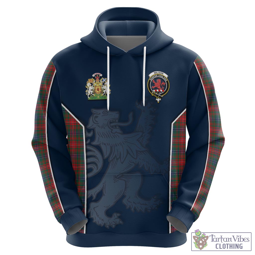 Tartan Vibes Clothing Wilson Modern Tartan Hoodie with Family Crest and Lion Rampant Vibes Sport Style