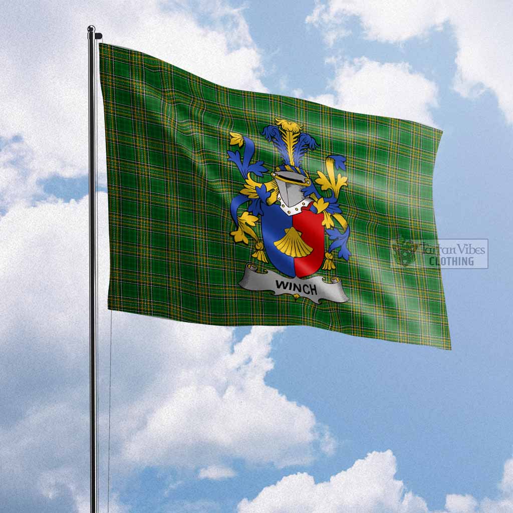 Tartan Vibes Clothing Winch Irish Clan Flag with Coat of Arms