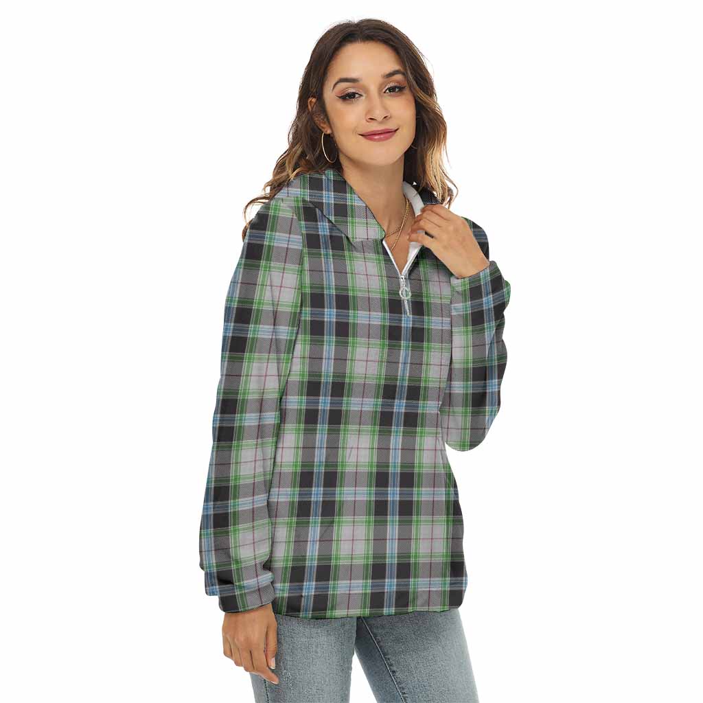 Tartan Vibes Clothing Wiseman Tartan Women's Borg  Half Zip Fleece Hoodie