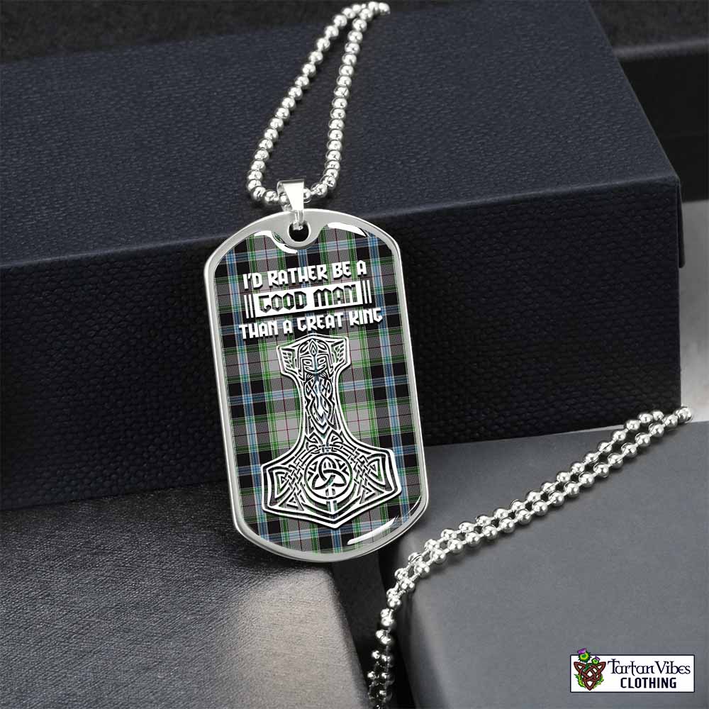 Tartan Vibes Clothing Wiseman Tartan Dog Tag Necklace Viking Mjolnir Style