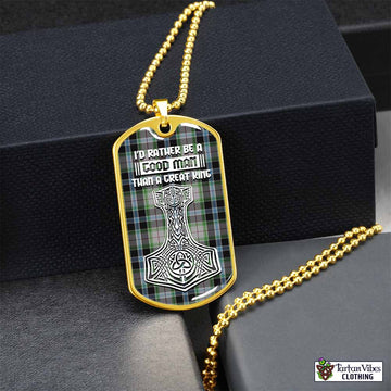 Wiseman Tartan Dog Tag Necklace Viking Mjolnir Style