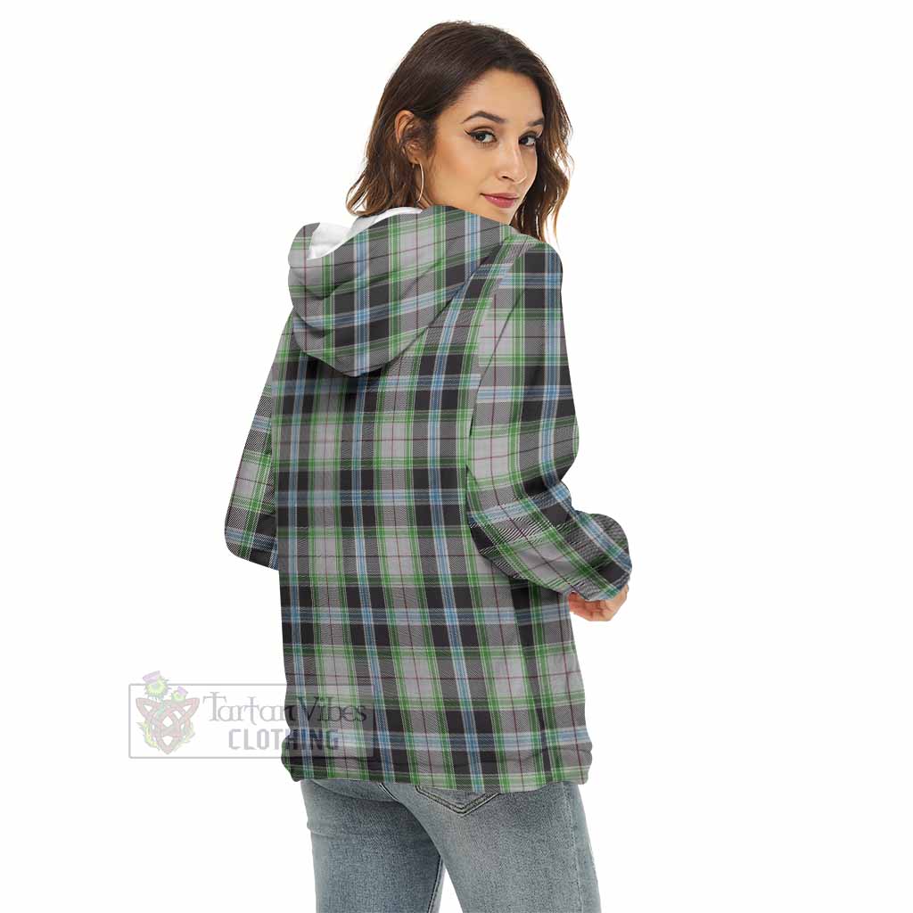 Tartan Vibes Clothing Wiseman Tartan Women's Borg  Half Zip Fleece Hoodie