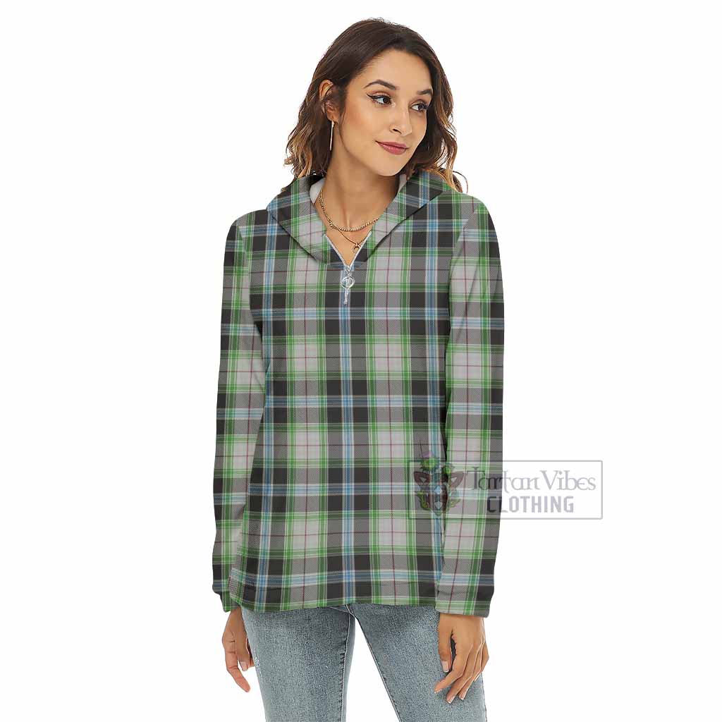 Tartan Vibes Clothing Wiseman Tartan Women's Borg  Half Zip Fleece Hoodie