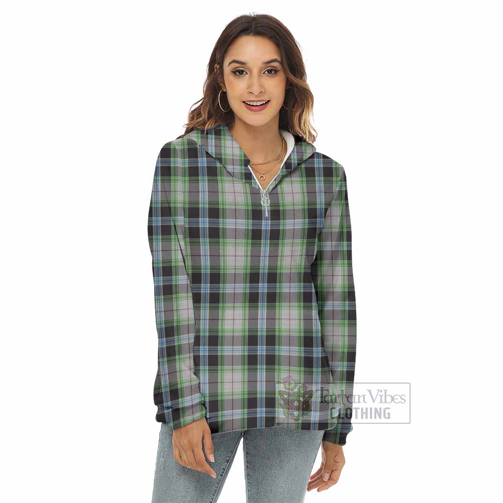 Tartan Vibes Clothing Wiseman Tartan Women's Borg  Half Zip Fleece Hoodie