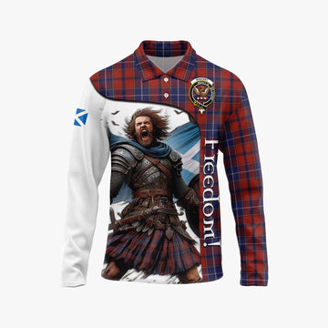 Wishart Crest Tartan Long Sleeve Polo Shirt Inspired by the Freedom of Scottish Warrior