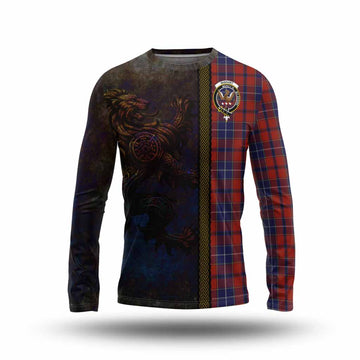 Wishart Tartan Family Crest Long Sleeve T-Shirt Alba Gu Brath Be Brave Lion Ancient Style Unisex - Tartan Vibes Clothing