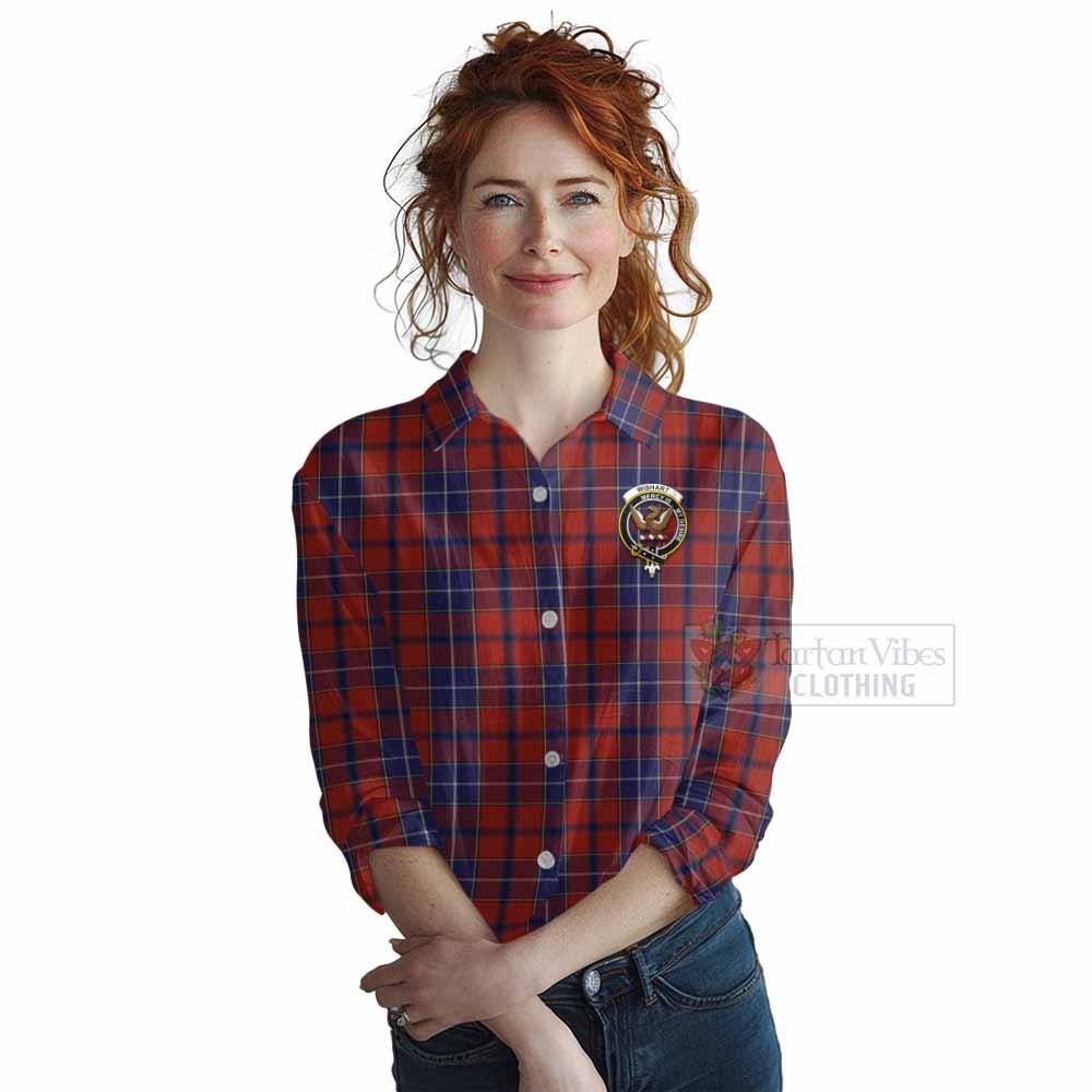 Tartan Vibes Clothing Wishart Tartan Women's Casual Shirt with Family Crest DNA In Me Style