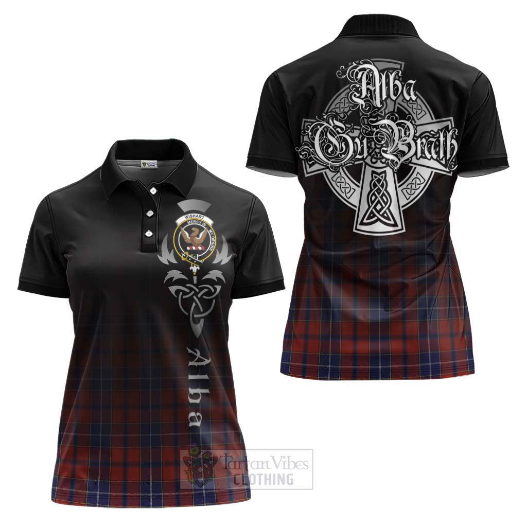 Tartan Vibes Clothing Wishart Tartan Women's Polo Shirt Featuring Alba Gu Brath Family Crest Celtic Inspired