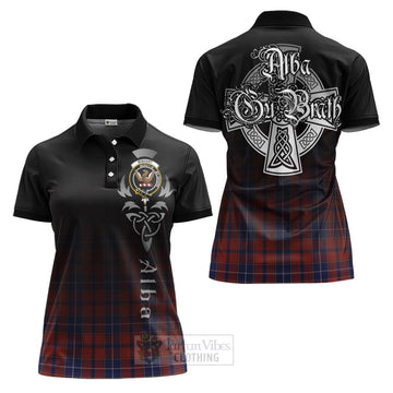 Wishart Tartan Women's Polo Shirt Featuring Alba Gu Brath Family Crest Celtic Inspired