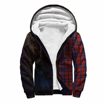 Wishart Tartan Family Crest Sherpa Hoodie Alba Gu Brath Be Brave Lion Ancient Style Unisex S - Tartan Vibes Clothing
