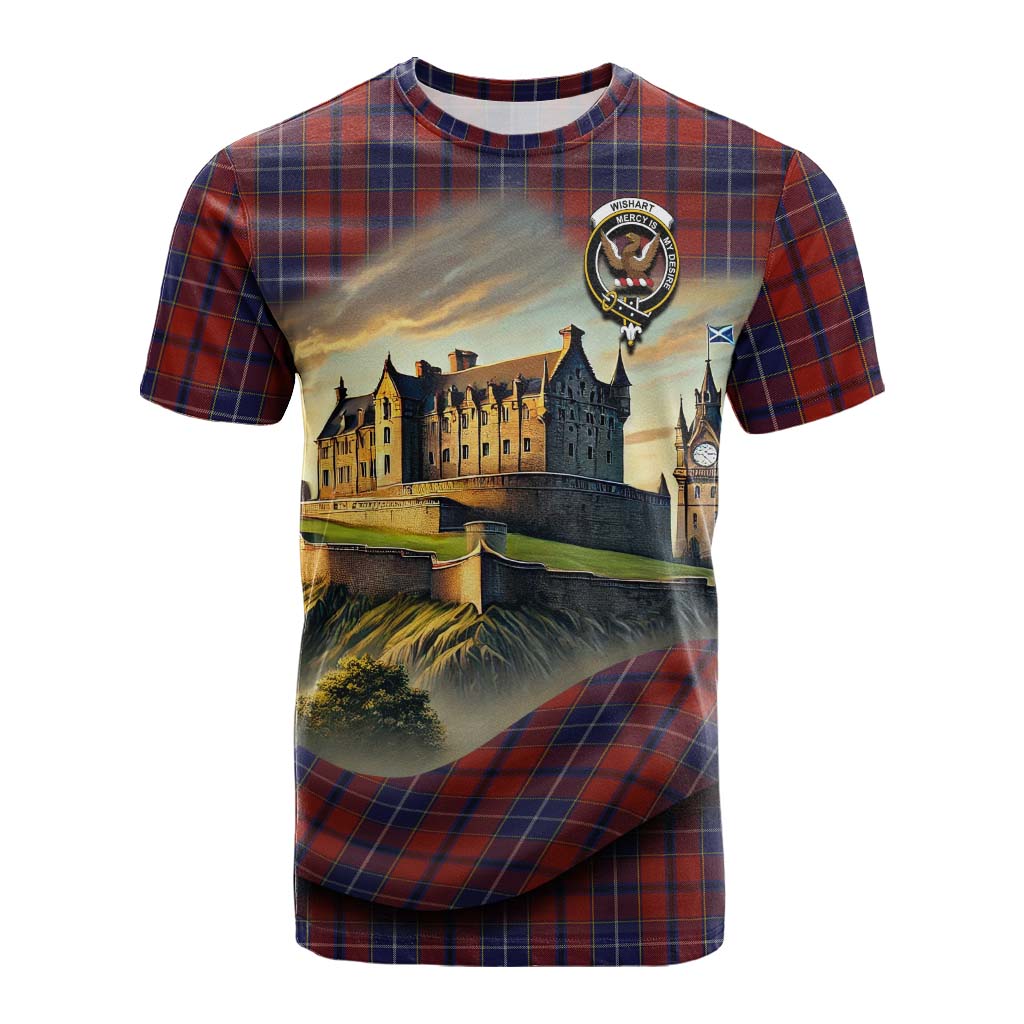 Wishart Tartan Family Crest Cotton T-shirt with Scottish Ancient Castle Style Kid's Shirt - Tartan Vibes Clothing