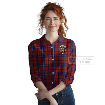 Wishart Tartan Women's Casual Shirt with Family Crest Celtic Skull Style