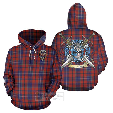 Wishart Tartan Hoodie with Family Crest Celtic Skull Style