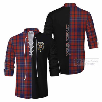 Wishart Tartan Ghillie Kilt Shirt with Family Crest and Half Of Me Style Men - Tartan Vibes Clothing