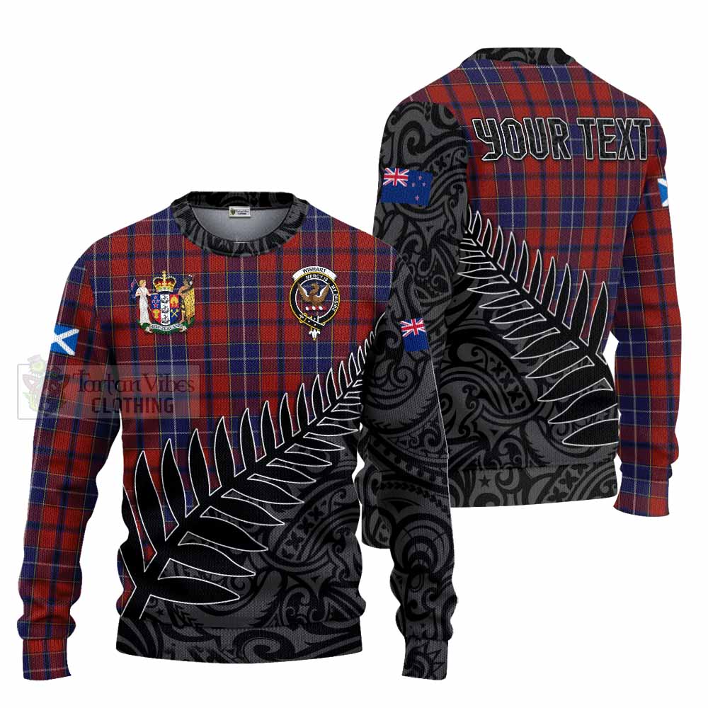 Tartan Vibes Clothing Wishart Crest Tartan Knitted Sweater with New Zealand Silver Fern Half Style