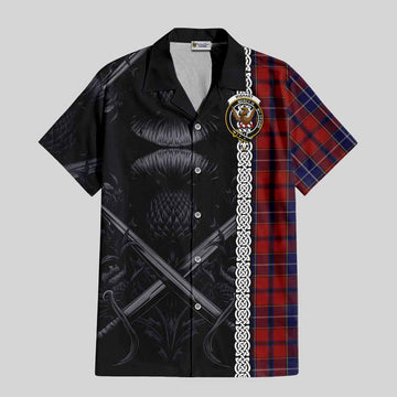 Wishart Tartan Hawaiian Shirt with Family Crest Cross Sword Thistle Celtic Vibes Kid - Tartan Vibes Clothing