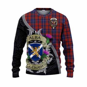 Wishart Tartan Family Crest Knitted Sweater Lion Rampant Royal Thistle Shield Celtic Inspired Unisex - Tartan Vibes Clothing