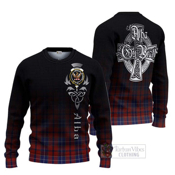 Wishart Tartan Knitted Sweater Featuring Alba Gu Brath Family Crest Celtic Inspired