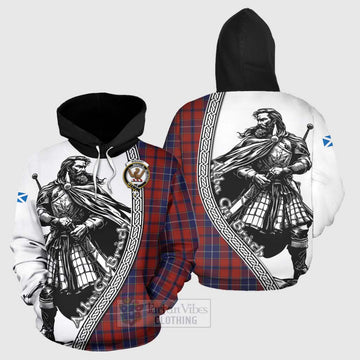 Wishart Tartan Clan Crest Hoodie with Highlander Warrior Celtic Style