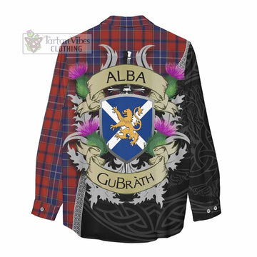 Wishart Tartan Family Crest Women's Casual Shirt Lion Rampant Royal Thistle Shield Celtic Inspired - Tartan Vibes Clothing