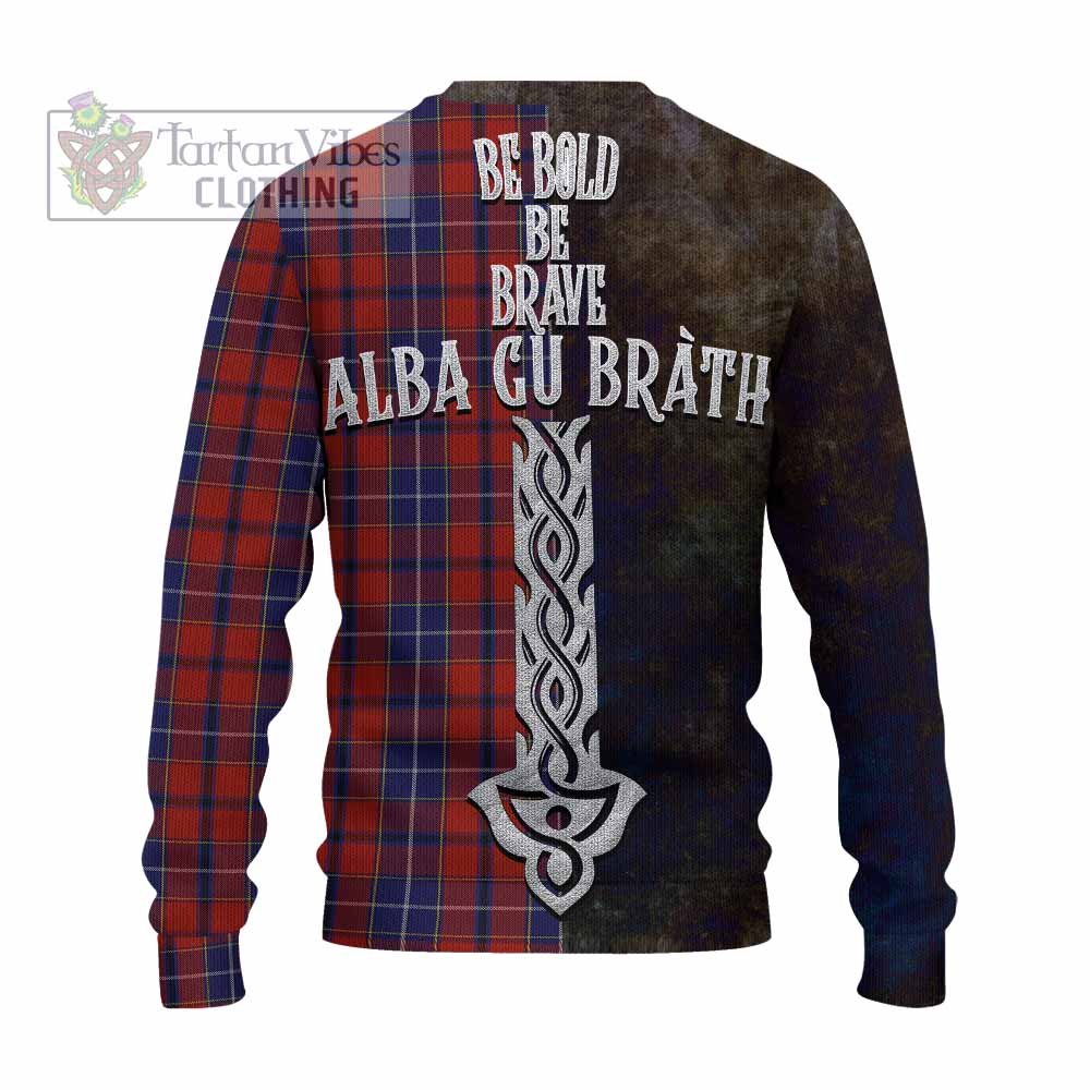 Wishart Tartan Family Crest Knitted Sweater Alba Gu Brath Be Brave Lion Ancient Style - Tartan Vibes Clothing