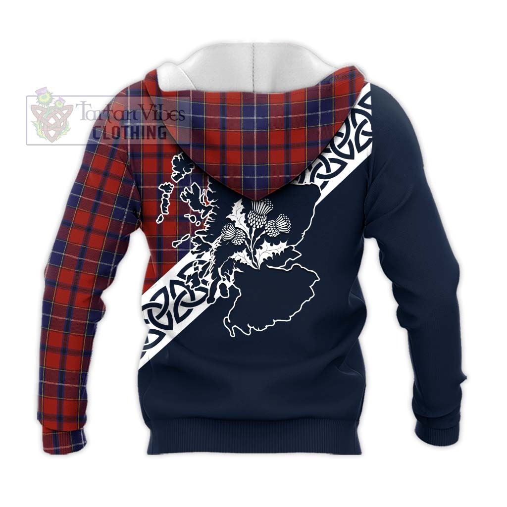 Tartan Vibes Clothing Wishart Tartan Knitted Hoodie Featuring Thistle and Scotland Map