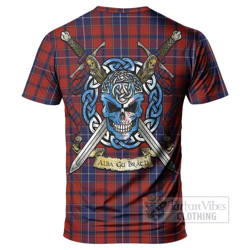 Tartan Vibes Clothing Wishart Tartan T-Shirt with Family Crest Celtic Skull Style