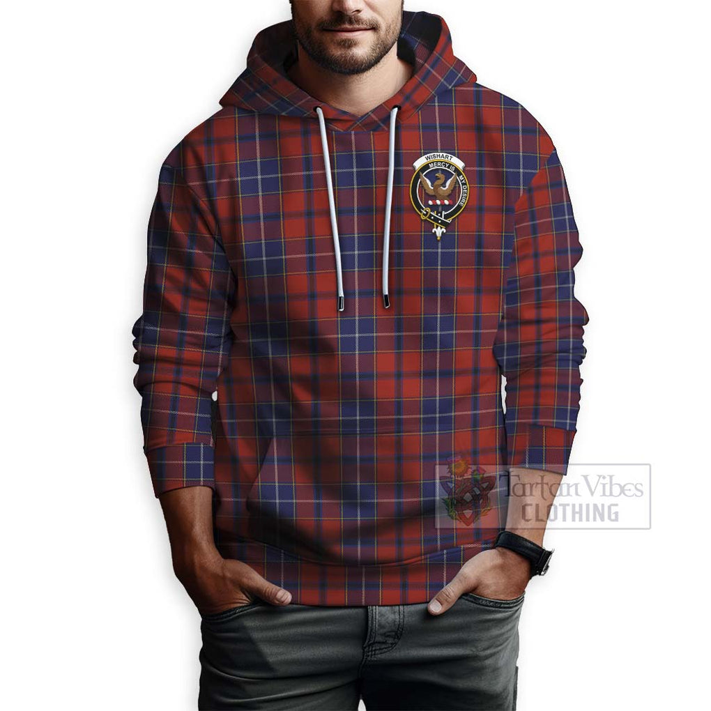 Tartan Vibes Clothing Wishart Tartan Hoodie with Family Crest and Bearded Skull Holding Bottles of Whiskey