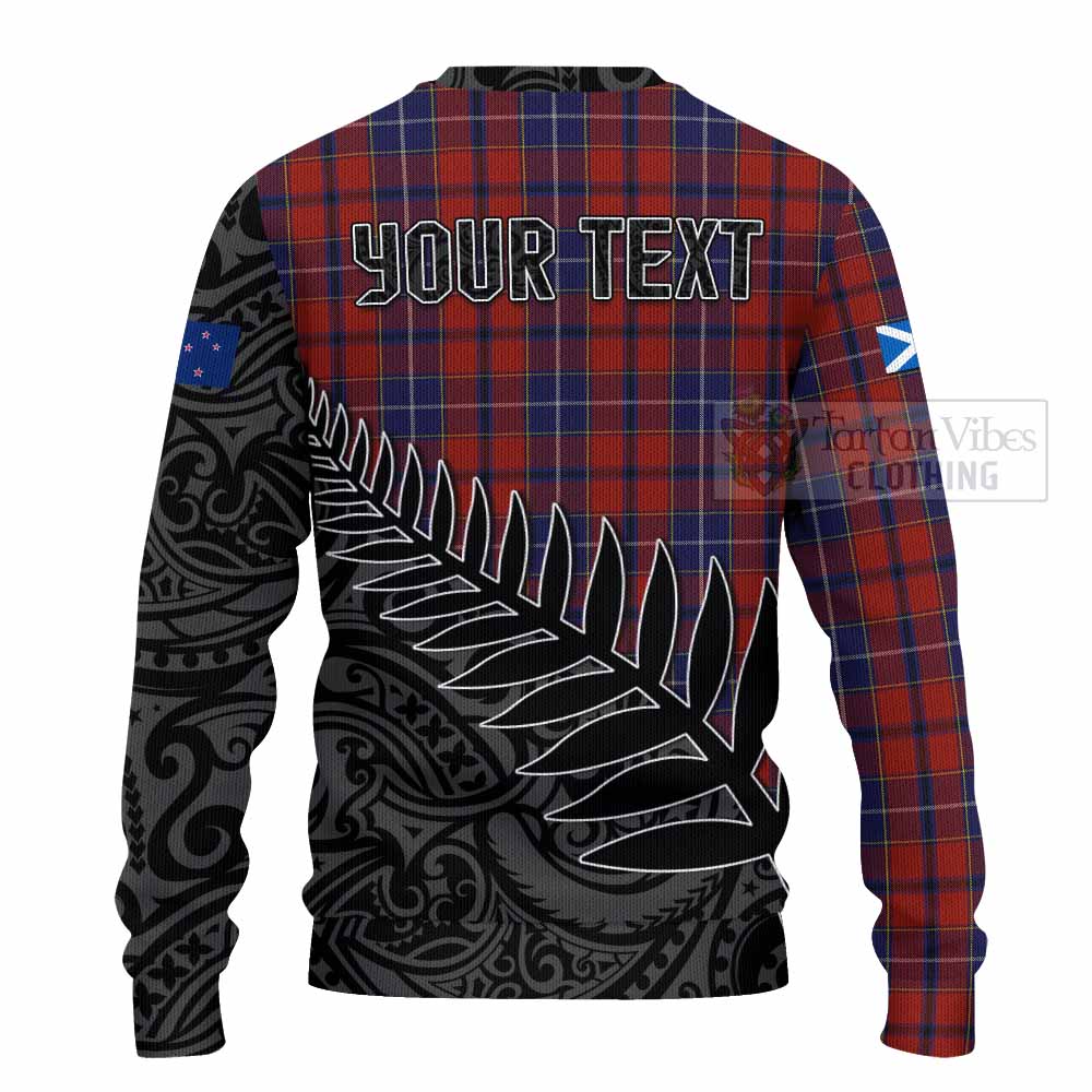 Tartan Vibes Clothing Wishart Crest Tartan Knitted Sweater with New Zealand Silver Fern Half Style