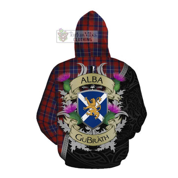 Wishart Tartan Family Crest Cotton Hoodie Lion Rampant Royal Thistle Shield Celtic Inspired Pullover Hoodie - Tartan Vibes Clothing