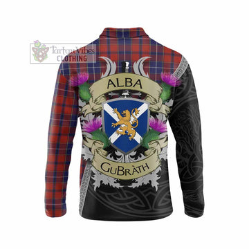 Wishart Tartan Family Crest Long Sleeve Polo Shirt Lion Rampant Royal Thistle Shield Celtic Inspired - Tartan Vibes Clothing