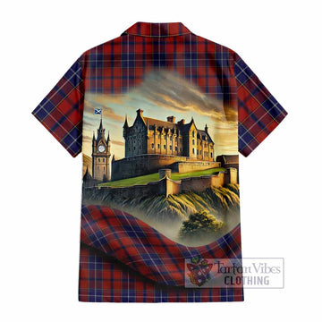 Wishart Tartan Family Crest Hawaiian Shirt with Scottish Ancient Castle Style - Tartan Vibes Clothing