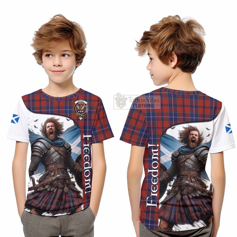 Tartan Vibes Clothing Wishart Crest Tartan Kid T-Shirt Inspired by the Freedom of Scottish Warrior