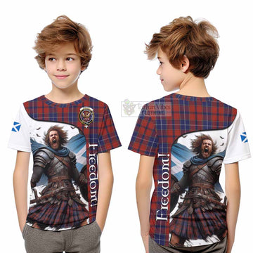 Wishart Crest Tartan Kid T-Shirt Inspired by the Freedom of Scottish Warrior