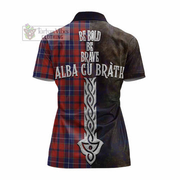 Wishart Tartan Family Crest Women's Polo Shirt Alba Gu Brath Be Brave Lion Ancient Style - Tartan Vibes Clothing