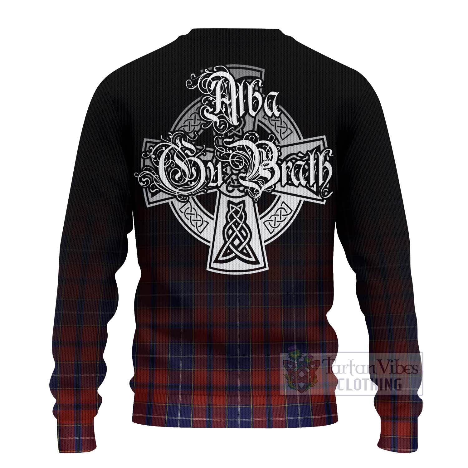 Tartan Vibes Clothing Wishart Tartan Knitted Sweater Featuring Alba Gu Brath Family Crest Celtic Inspired