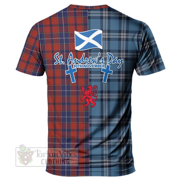 Wishart Tartan T-Shirt Happy St. Andrew's Day Half Tartan Style